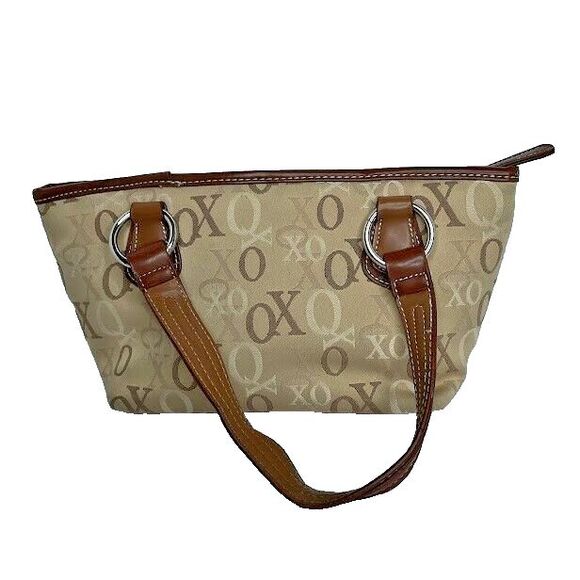 XOXO Tan  w/ Brown Strap Signature Small Shoulder Bag Purse Lined Zip Pocket - Picture 9 of 9